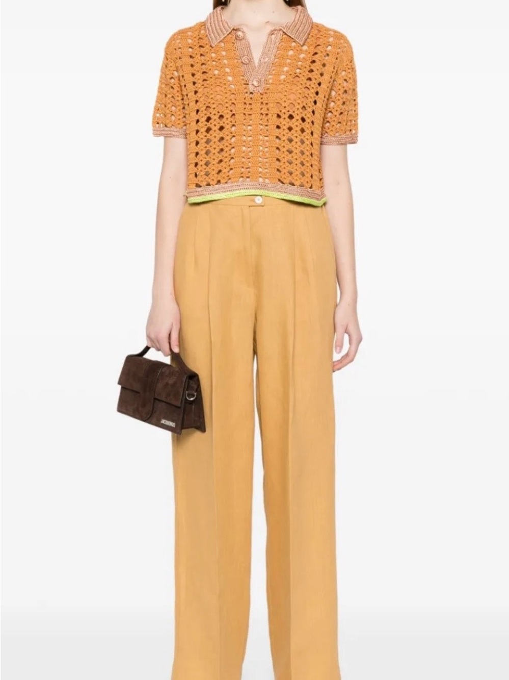 High-Rise Wide-Leg Pants in Mustard